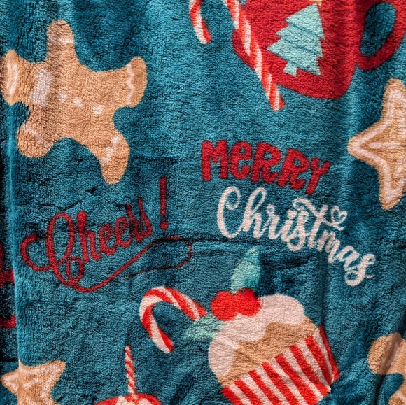 Rachel Roy Oversized Plush Throw 60" x 70" Beautiful Cheers Merry Christmas - Picture 3 of 5